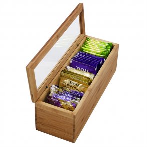 Tekasse i bambus med akryl lg, 4 rum (UDEN te) 