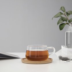 Glas kop med underskl i bambus